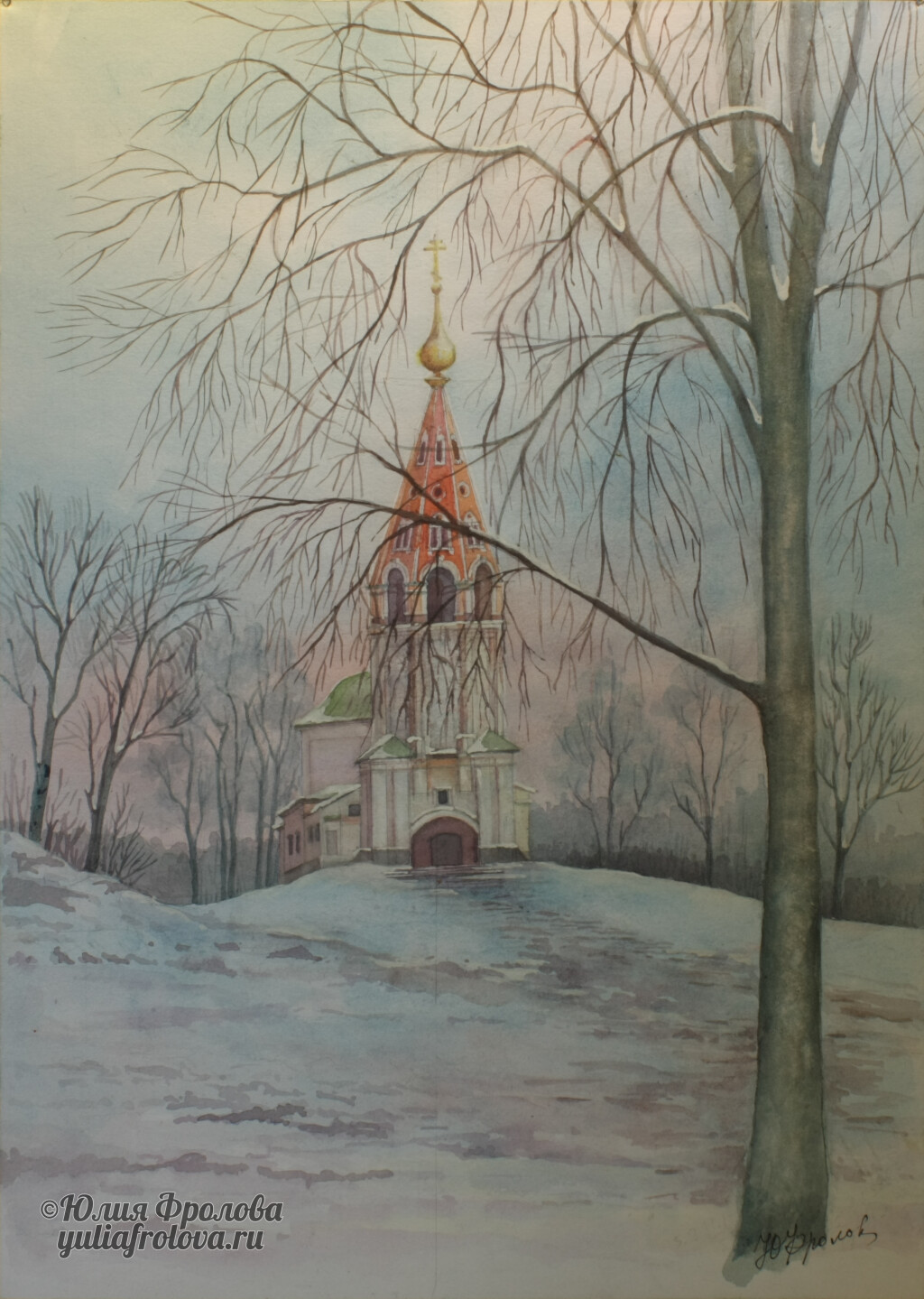 The bell tower of the Troitsky church. Winter. Plyos. (No 511)