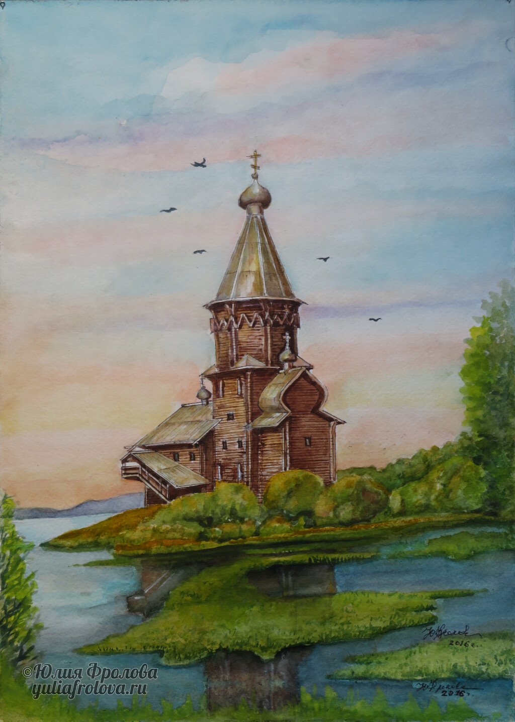 The Church of the Dormition of the Blessed Virgin Mary of 1774 on the shore of Lake Onega. Kandopoga. (No 1487)