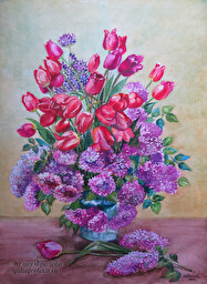 Tulips and syringa. (No 213)