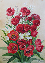 Tulips and dianthus. (No 544)