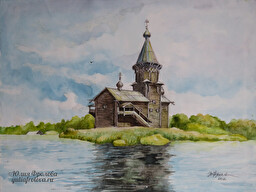 The Church of the Dormition of the Blessed Virgin Mary of 1774 on the shore of Lake Onega. Kandopoga. (No 773)